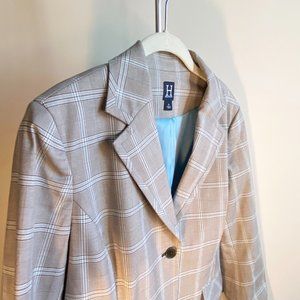 H Hilfiger Gray Blue Plaid Jacket, NWT, Perfect Condition